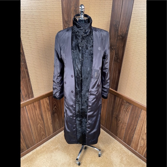 Full Length Neiman Marcus Feraud Paris Black Russian Broadtail Fur Coat Small - Picture 6 of 13